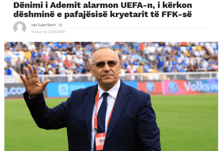 Ademi demanton lajmin për UEFA-n