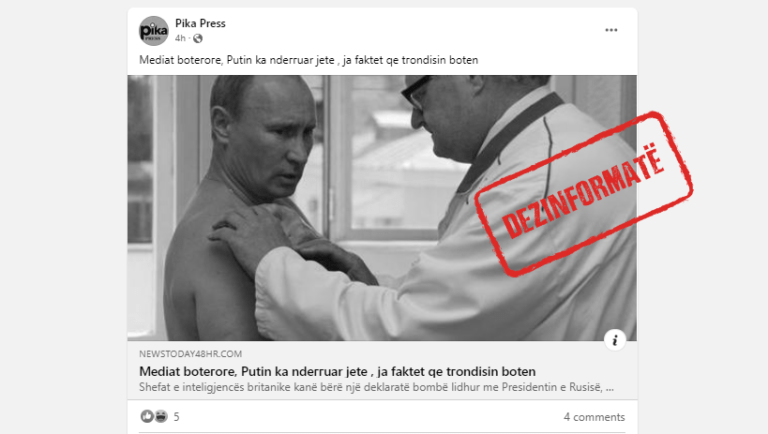 Dezinformimi për vdekjen e Putinit, i ri-sjellë nëpër portale