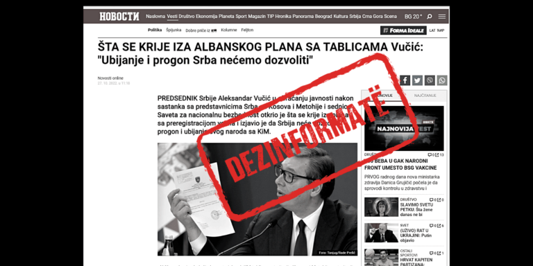 Novosti publikon një pretendim të pabazë të Vuçiqit se prapa vendimit për targa “fshihet plani për dëbimin e serbëve”