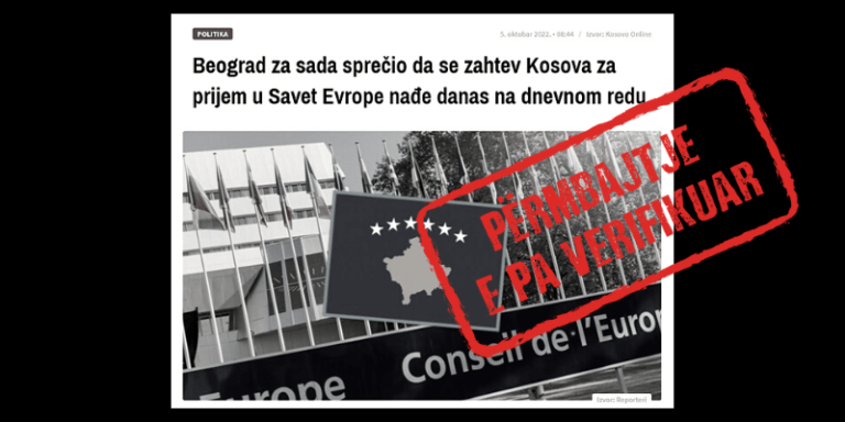 Kundërshtohet pretendimi se Beogradi ka penguar kërkesën e Kosovës për pranim në Këshill të Evropës