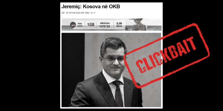Titulli “Jeremiq: Kosova në OKB” është i keqinterpretuar