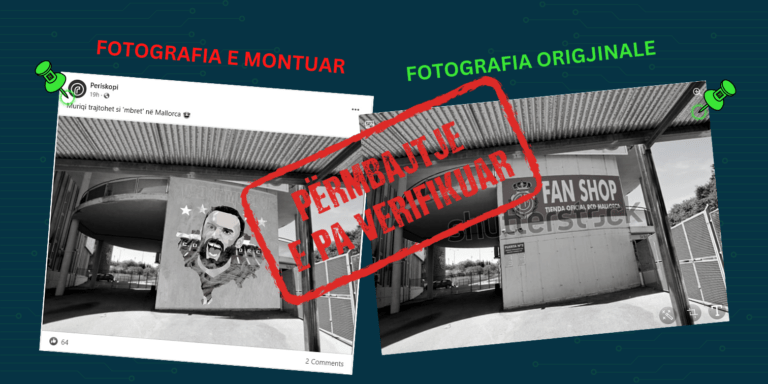 Portreti i futbollistit Vedat Muriqi në këtë fotografi është i montuar