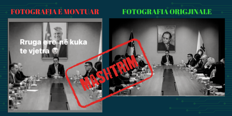 Portreti i ish-presidentit Thaçi në një mbledhje të LDK-së është i montuar