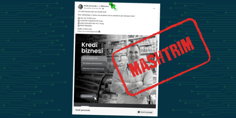 Faqja e dyshimtë poston përsëri kampanja të rreme për kredi