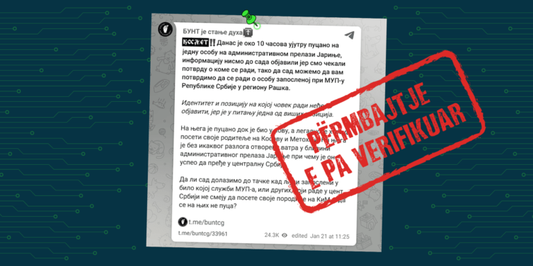 Pretendim i pa verifikuar për gjuajtje me armë në pikën kufitare në Jarinjë ndaj një të punësuari në MPB të Serbisë