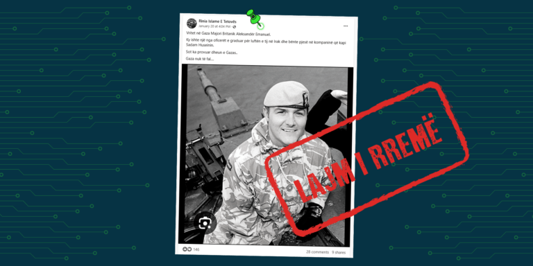 Imazhi që qarkullon në rrjet nuk tregon një gjeneral britanik të vrarë në Gaza