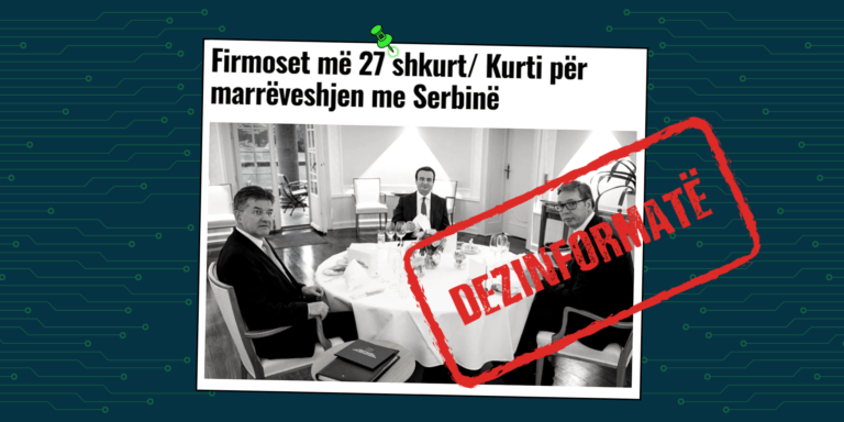 Përmes titullit pretendohet rrejshëm se Kurti ka deklaruar që marrëveshja me Serbinë do të firmoset më 27 shkurt