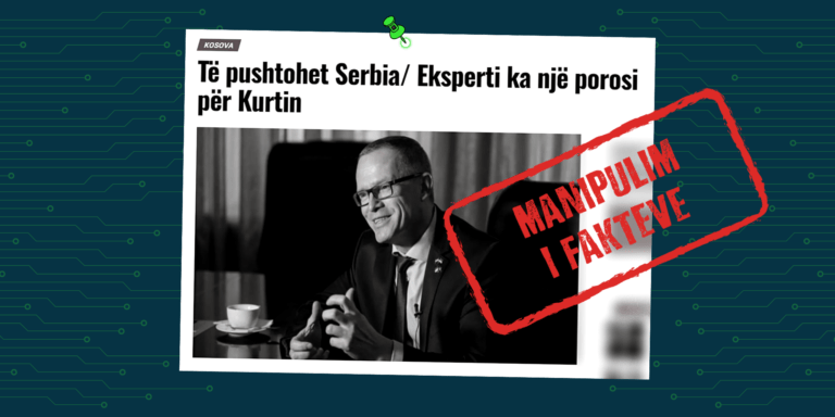 Përmes titullit pretendohet rrejshëm se Fehlinger ka bërë thirrje që të pushtohet Serbia