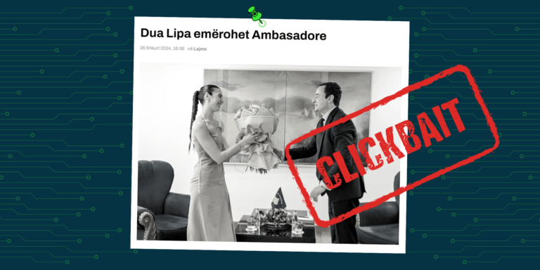 Titull dhe fotografi çorientuese për emërimin si ambasadore të këngëtares Dua Lipa