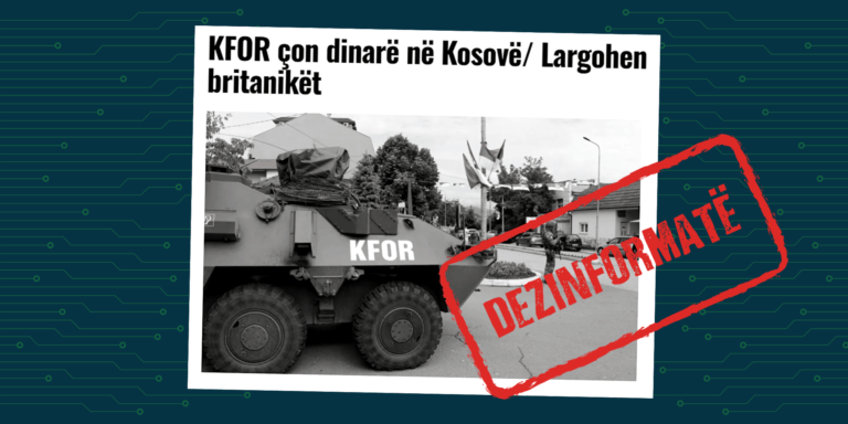 Përmes titullit pretendohet rrejshëm se KFOR-i ka marr përsipër transportin e dinarit në Kosovë