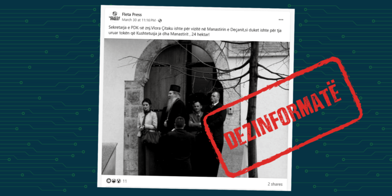 Imazhi i vjetër i Vlora Çitakut në Kishën Ortodokse në Prizren paraqitet rrejshëm si vizitë e saj aktuale në Manastirin e Deçanit