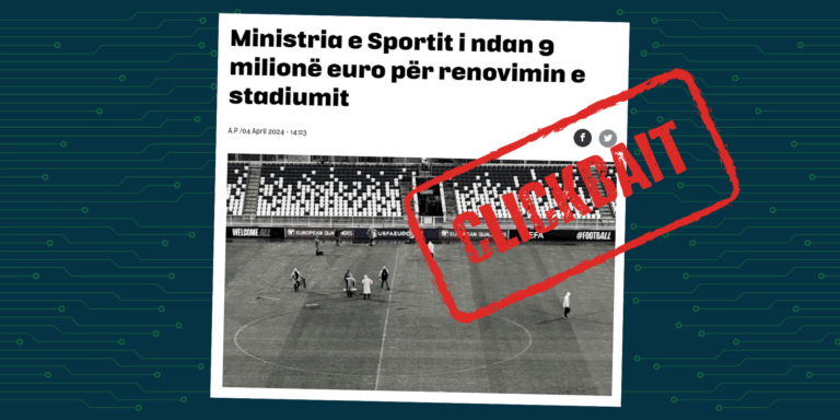 Titulli nuk qartëson se bëhet fjalë për renovimin e stadiumit në Gjakovë, ndërsa fotografia shfaq pamjet e stadiumit “Fadil Vokrri” në Prishtinë