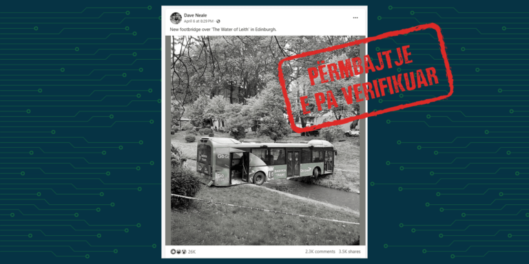 Autobusi mbi lumin Lana në Tiranë, paraqitet si ngjarje e ndodhur në Edinburg të Skocisë
