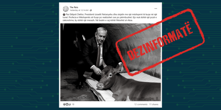 Imazhi që shfaq Netanyahun afër një mështjerre si “mesazh” për xhaminë Al-Aksa, është i gjeneruar me Inteligjencë Artificiale