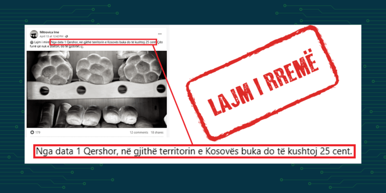 Pretendohet rrejshëm se nga data 1 qershor, çmimi i bukës do të zbritet në 25 cent