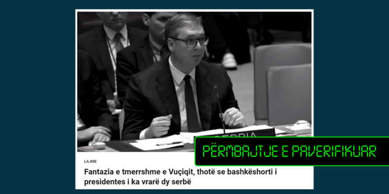 Huqje në përkthimin shqip të deklaratës së Vuçiqit me pretendimin se e përmend bashkëshortin e presidentes Osmani