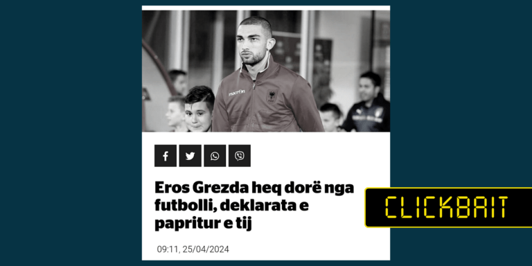 Titulli nuk e bën të qartë se Grezda është tërhequr përkohësisht nga futbolli