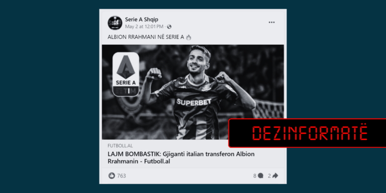 Dezinformohet përmes titullit se Albion Rrahmani është transferuar në Serie A