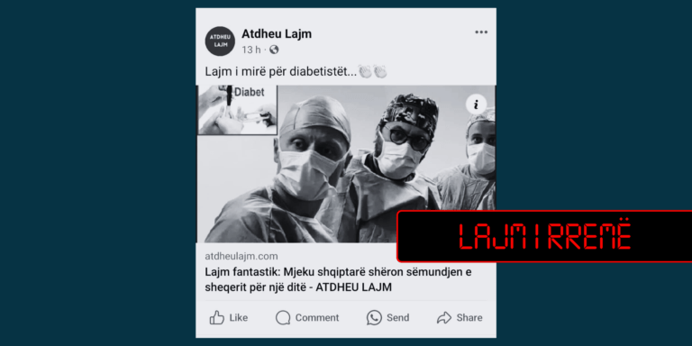 Vazhdon të përdoret emri i një kirurgu kosovar me pretendimin e rremë se ai e shëron diabetin për një ditë