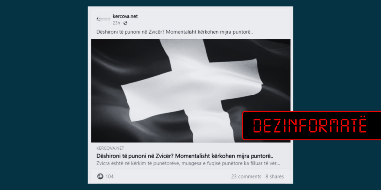 Artikulli i vitit 2022 për kërkesë të punëtorëve në Zvicër, paraqitet rrejshëm si aktual