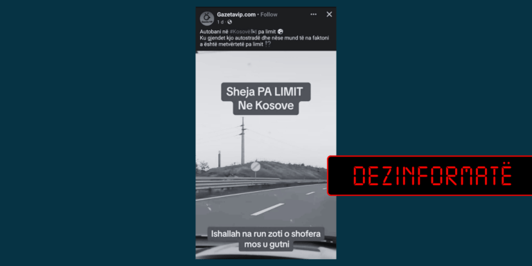 Pretendohet rrejshëm se në një autostradë në Kosovë lejohet vozitja pa limit shpejtësie