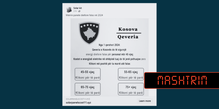 Përmes një vegëze të dyshimtë mashtrohet se Qeveria jep energji diellore falas