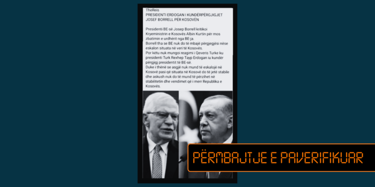Ripublikohet pretendimi i paverifikuar se Erdogani ka reaguar ndaj Borrellit për Kosovën