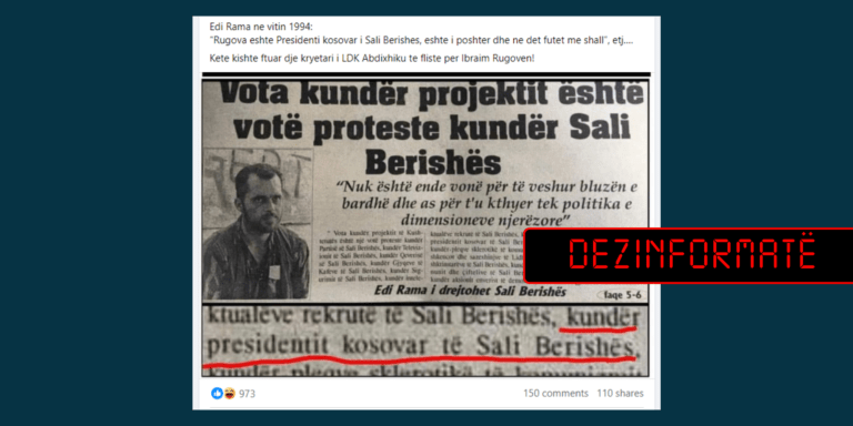 Pretendohet pa fakte se Rama e ka vlerësuar Rugovën si “të poshtër” dhe që “futet në det me shall”