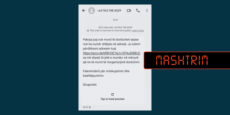SMS që bën thirrje për të klikuar vegëzën nga gjoja Posta e Kosovës, është mashtrim