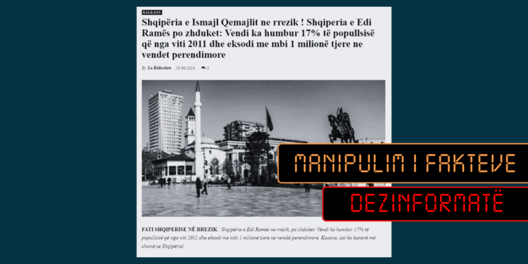 Pretendohet rrejshëm se popullsia në Shqipëri ka rënë për 17% dhe se tash ka më pak banorë se Kosova