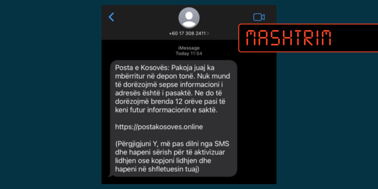 SMS që bën thirrje për të klikuar një vegëz nuk u dërgua nga Posta e Kosovës, është mashtrim