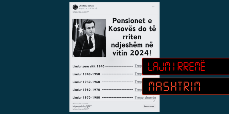 Rritja e pretenduar e pensioneve, e rreme