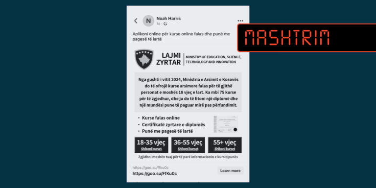 Mashtrim në emër të MASHTI-t për kurse falas