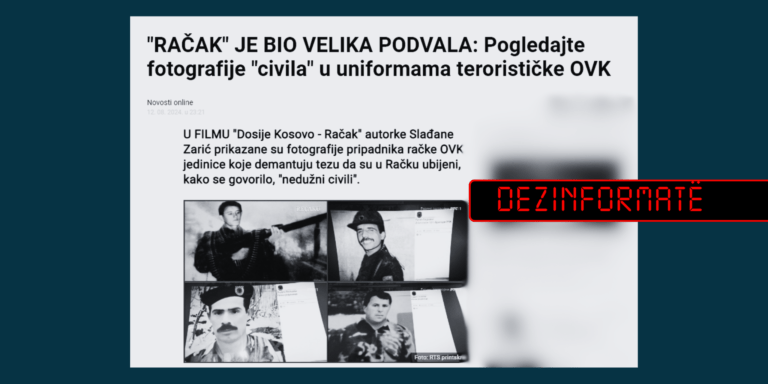 Mediumi në gjuhën serbe pretendon rrejshëm se civilët e vrarë në Masakrën e Reçakut kanë qenë ushtarë të UÇK-së