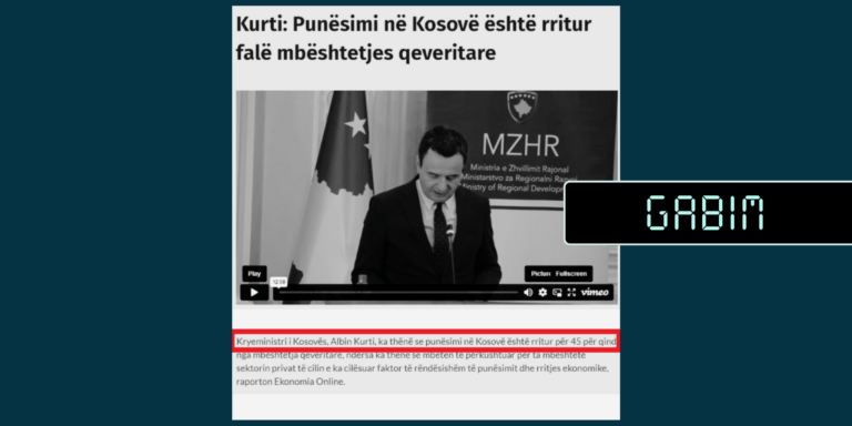Kurti nuk ka deklaruar se punësimi është rritur për 45 për qind në tri vjet