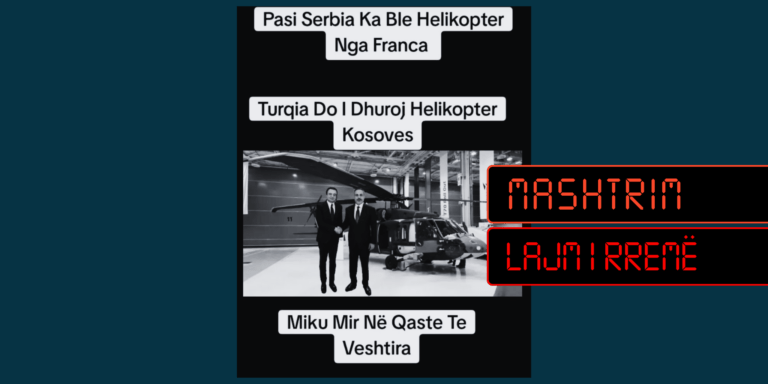 Përmes një imazhi të montuar pretendohet rrejshëm se Turqia do t’i dhurojë helikopter Kosovës