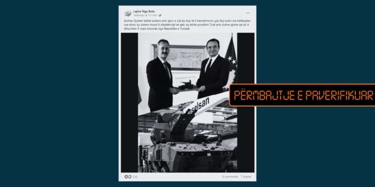 Pretendohet pa fakte se Turqia do t’ia dhurojë Kosovës 5 pajisje ushtarake “Korhan”