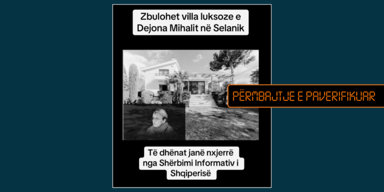 Pretendohet pa fakte se është zbuluar një vilë luksoze në pronësi të Dejona Mihalit