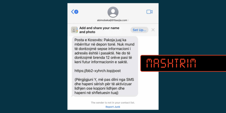 Mos klikoni në vegëzën e SMS-it që gjoja vjen nga Posta e Kosovës, është mashtrim