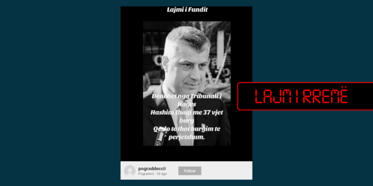 Publikohet sërish pretendim i rremë se Thaçi është dënuar