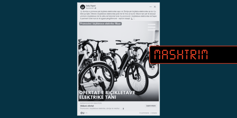 Mashtrim për zbritje të çmimit për biçikleta elektrike