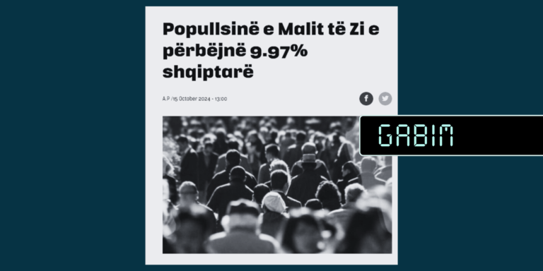 Titulli paraqet gabimisht përqindjen e popullsisë shqiptare në Malin e Zi