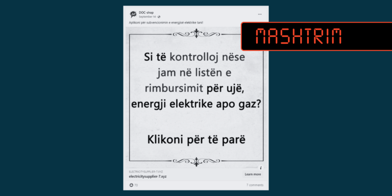 Përmbajtja nuk ofron mundësi për të kontrolluar listën e rumbursimit për ujë, energji elektrike apo gaz