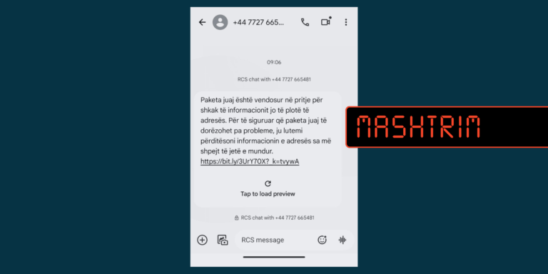 SMS mashtrues me vegëzën që imiton ueb-faqen e Postës së Kosovës