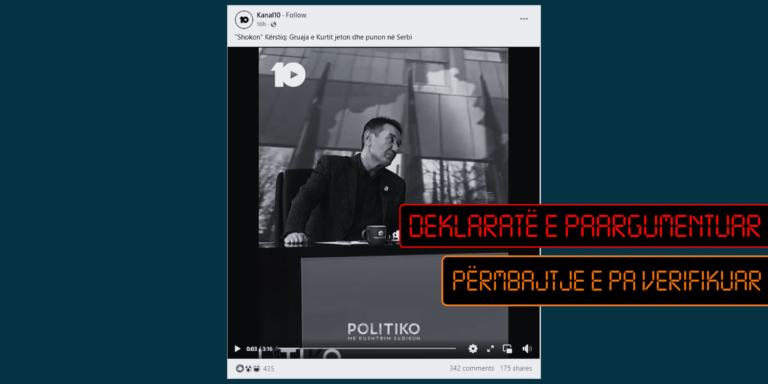 Deklaratë e paargumentuar dhe përmbajtje e paverifikuar se bashkëshortja e kryeministrit Kurti jeton dhe punon në Beograd