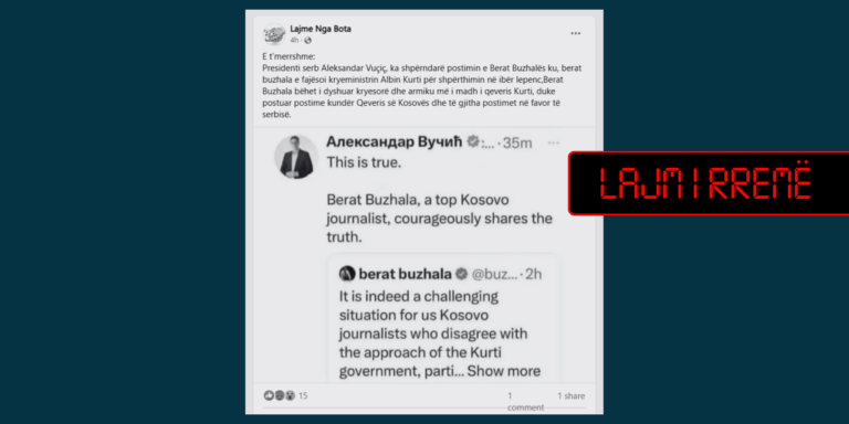 Vuçiqi nuk e ka shpërndarë postimin e gazetarit Buzhala në X