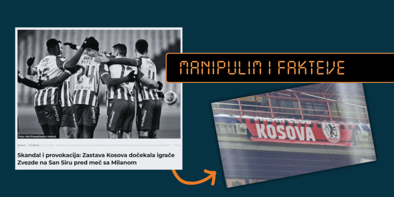 Media në serbisht paraqet rrejshëm flamurin e fansave kosovarë të Milanit si flamur të Kosovës