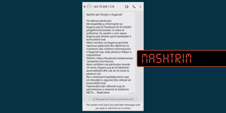 Dërgohet përsëri SMS mashtrues në WhatsApp me pretendimin se vjen nga Facebook