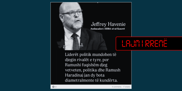 Pretendohet rrejshëm se Hovenier ka kritikuar Haradinajn