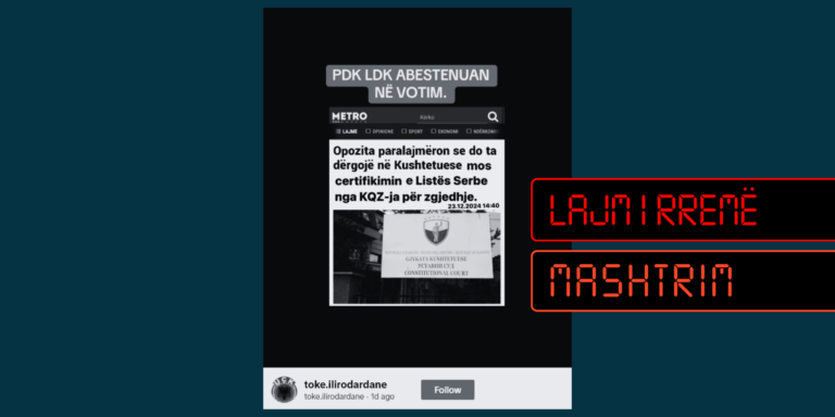 Opozita nuk e ka dërguar në Kushtetuese moscertifikimin e Listës Serbe nga KQZ-ja, imazhi është i manipuluar